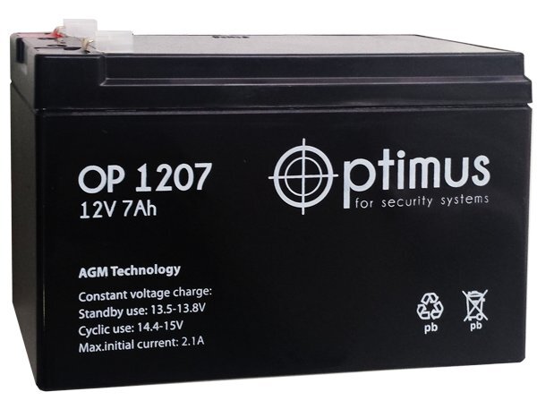 Аккумулятор 12В 7А/ч Optimus OP 1207