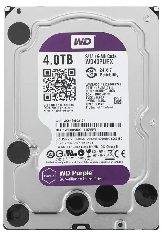 Жесткий диск WD Purple WD40PURX 4ТБ 